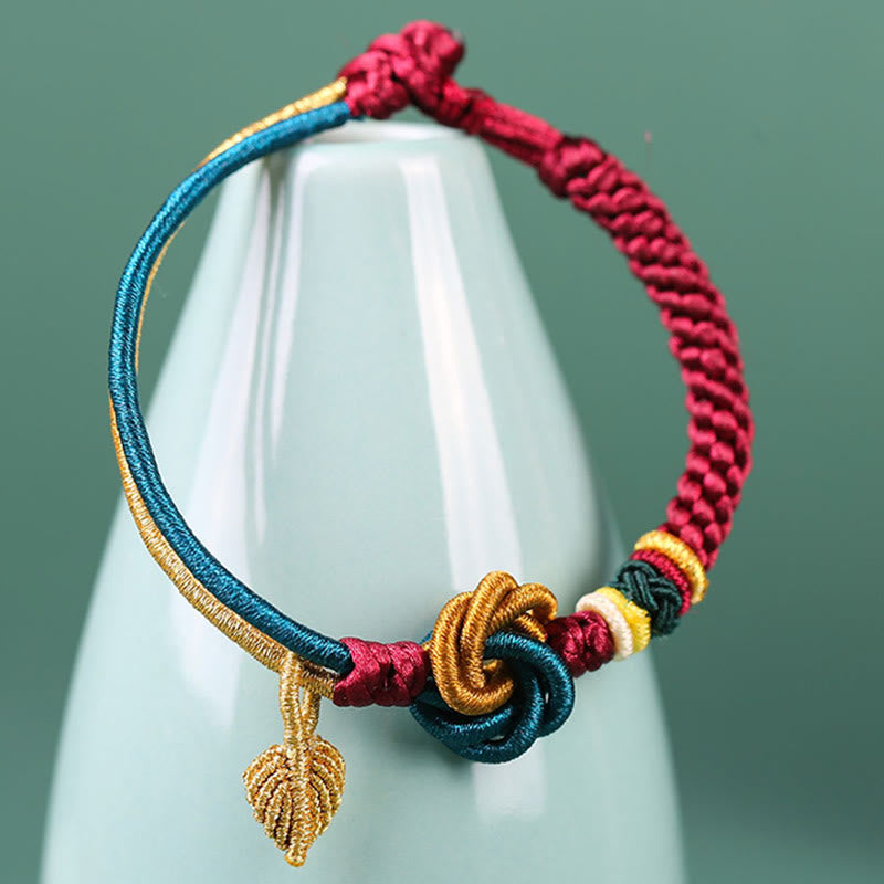 Wear FengShui Tibetan Handmade Mandala Knot Leaf Luck Rope Bracelet