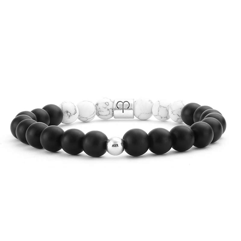 Wear FengShui 12 Constellations of the Zodiac Natural Frosted Stone White Turquoise Bead Fortune Bracelet