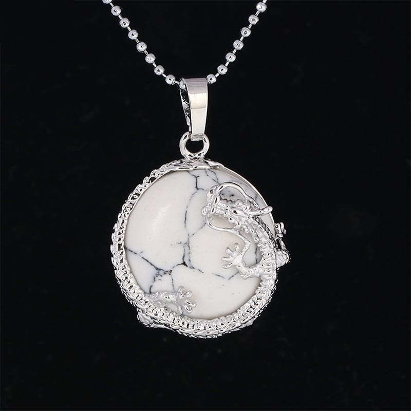 Wear FengShui Chinese Dragon Natural Quartz Crystal Healing Energy Necklace Pendant