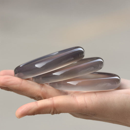Wear FengShui Natural Gray Chalcedony Harmony Bangle Bracelet
