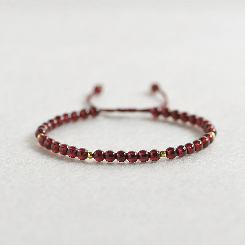Wear FengShui Natural Garnet Golden Beads Stability Bracelet