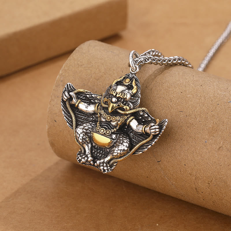Wear FengShui Tibet Garuda Bird Copper Protection Necklace Pendant