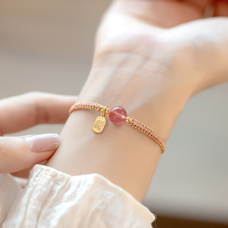 Wear FengShui Red Agate Jade Lotus Confidence Calm String Bracelet