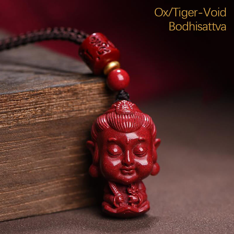 Wear FengShui Chinese Zodiac Natal Buddha Natural Cinnabar Amulet Keep Away Evil Spirits Necklace Pendant