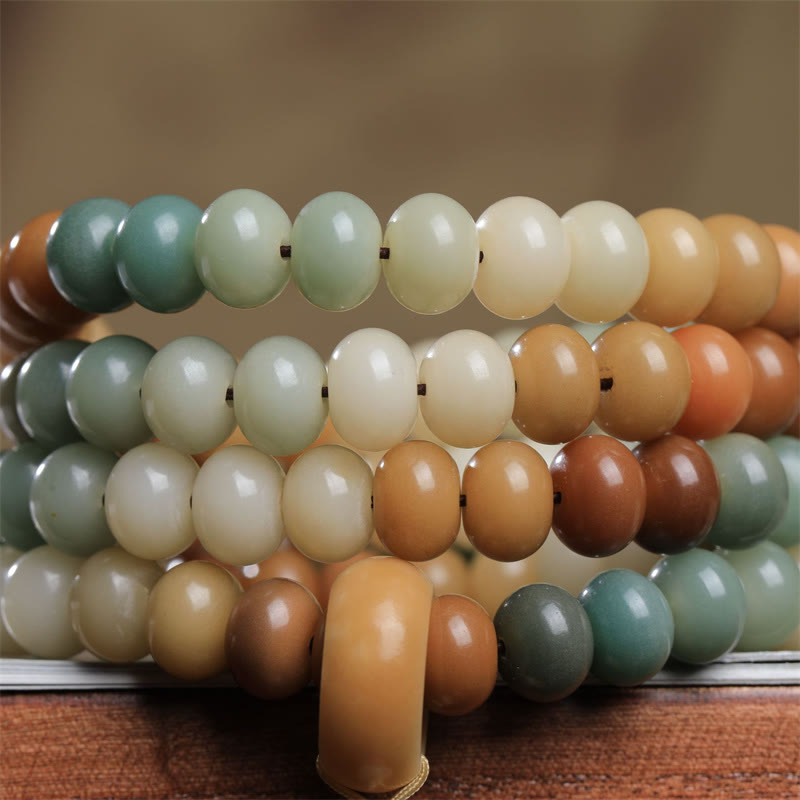 Wear FengShui 108 Mala Beads Gradient Bodhi Seed Buddha Hand Engraved Peace Bracelet