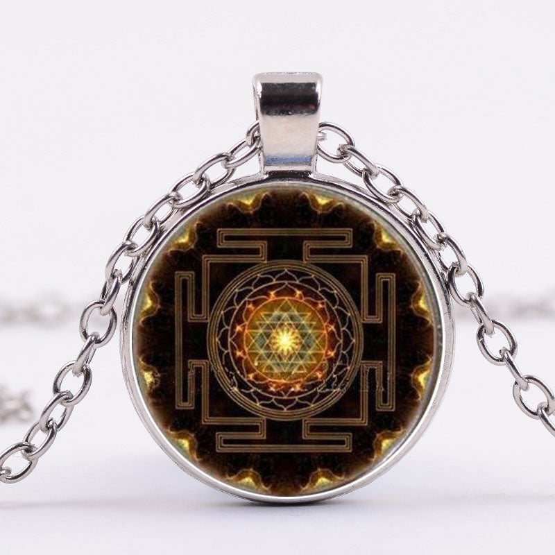 Wear FengShui Sacred Sri Yantra Time Gemstone Necklace
