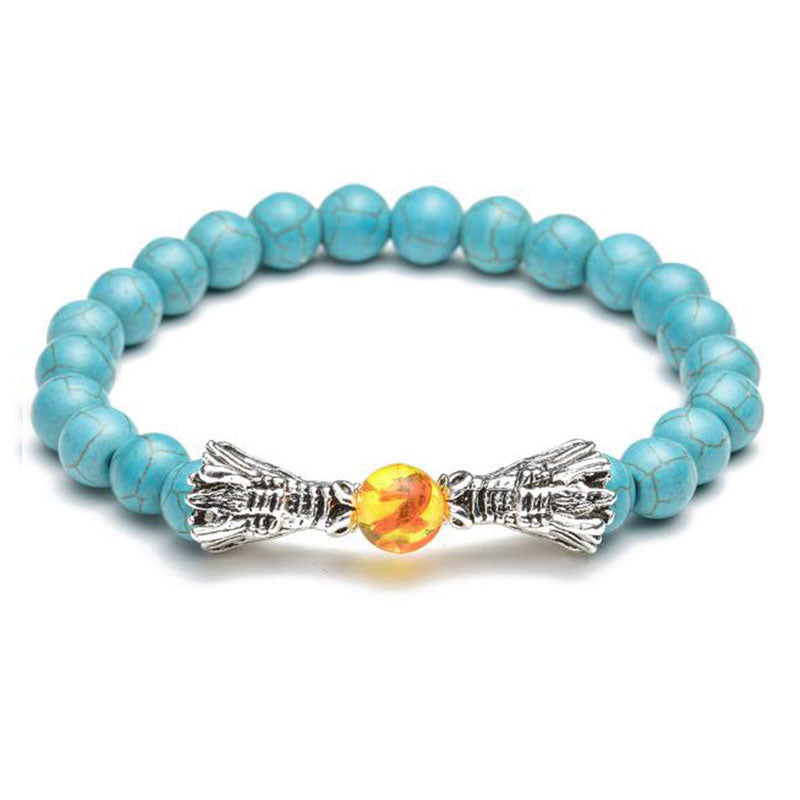 Wear FengShui White Turquoise Lava Rock Dragon Blessing Beaded Bracelet