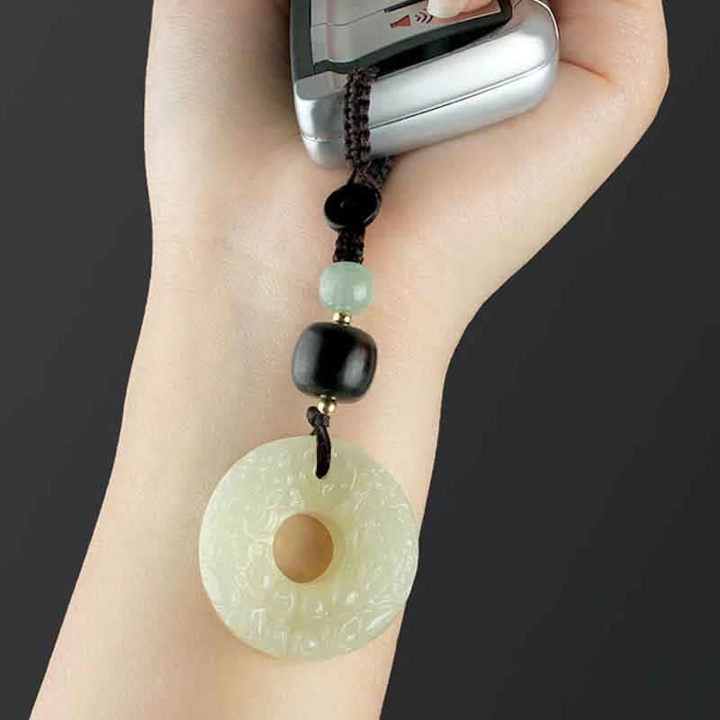 Wear FengShui PiXiu Jade Peace Buckle Abundance Wealth Key Chain