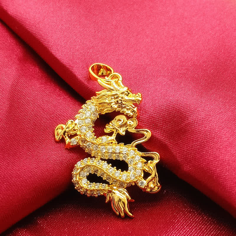 Wear FengShui Gold Dragon Protection Necklace Pendant