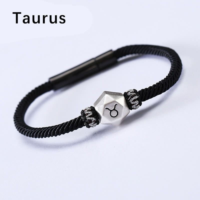 Wear FengShui 999 Sterling Silver 12 Constellations of the Zodiac Protection Handmade String Bracelet
