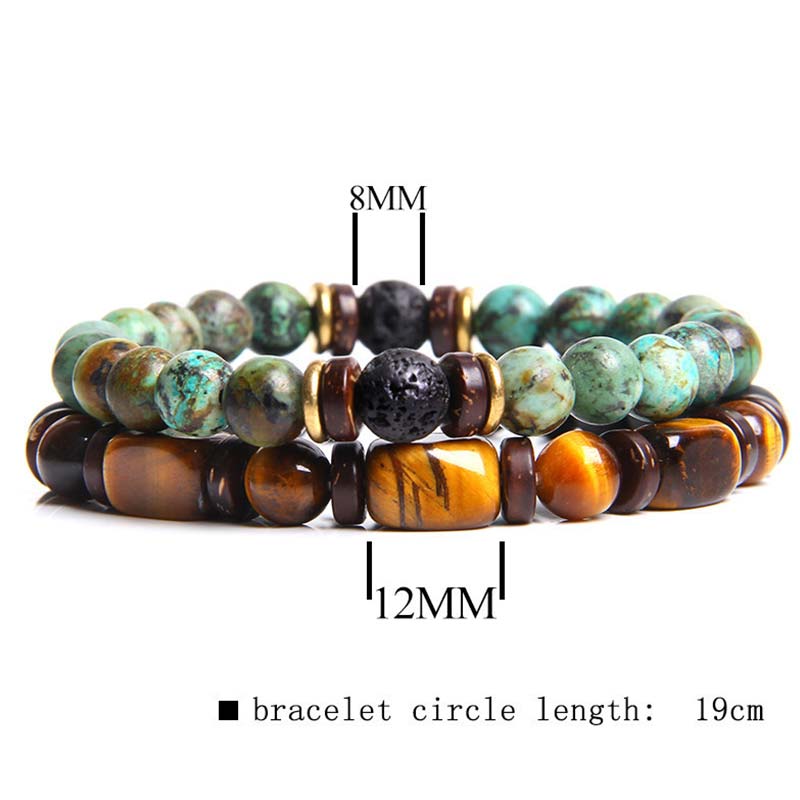 Wear FengShui 2PCS Healing Crystal Emperor Stone Tiger Eye Bead Bracelet