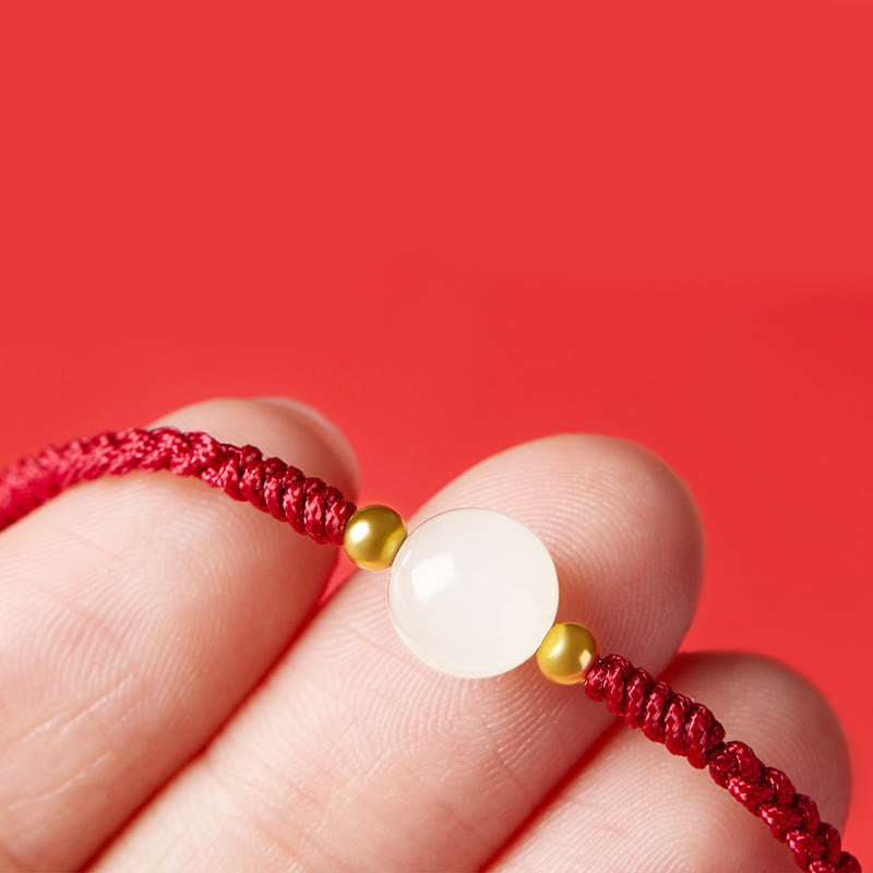 Wear FengShui Handcrafted Round Jade Lucky Bead Prosperity Braided Bracelet