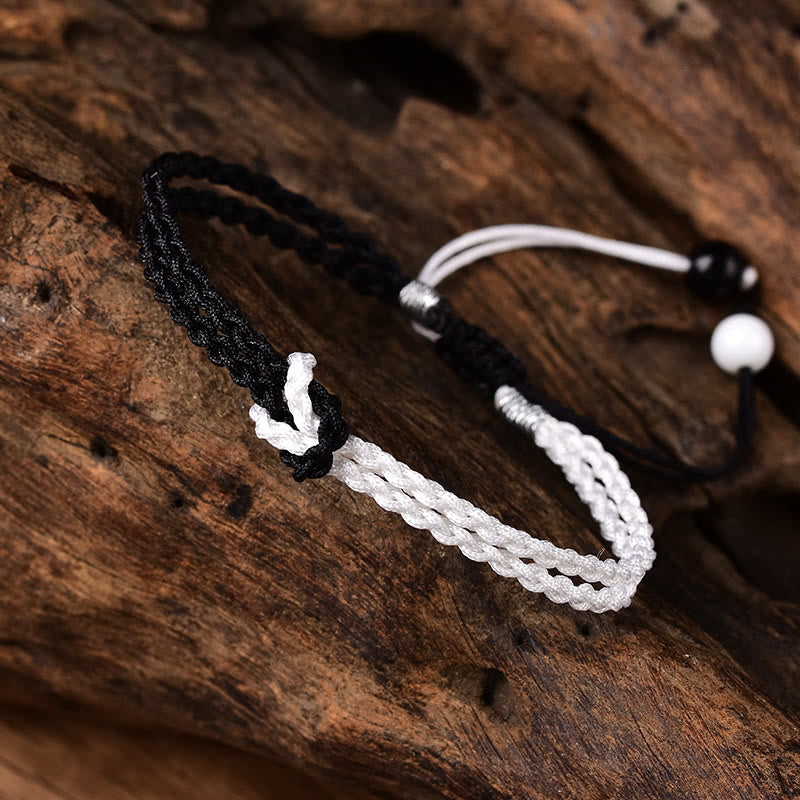 Wear FengShui Handmade Black White Rope Braided Healing Bracelet