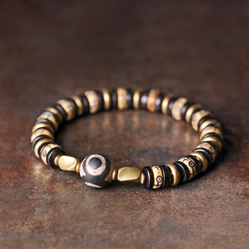 Wear FengShui Tibetan Bone Beads Ebony Wood Strength Bracelet