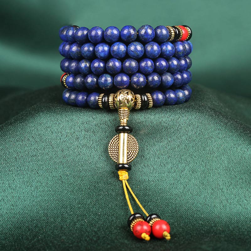 Wear FengShui Tibetan Mala Lapis Lazuli Lazurite Positive Bracelet