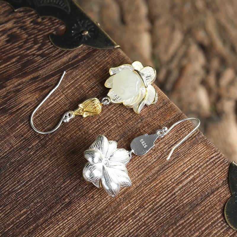 Wear FengShui White Jade Protection Harmony Drop Earrings