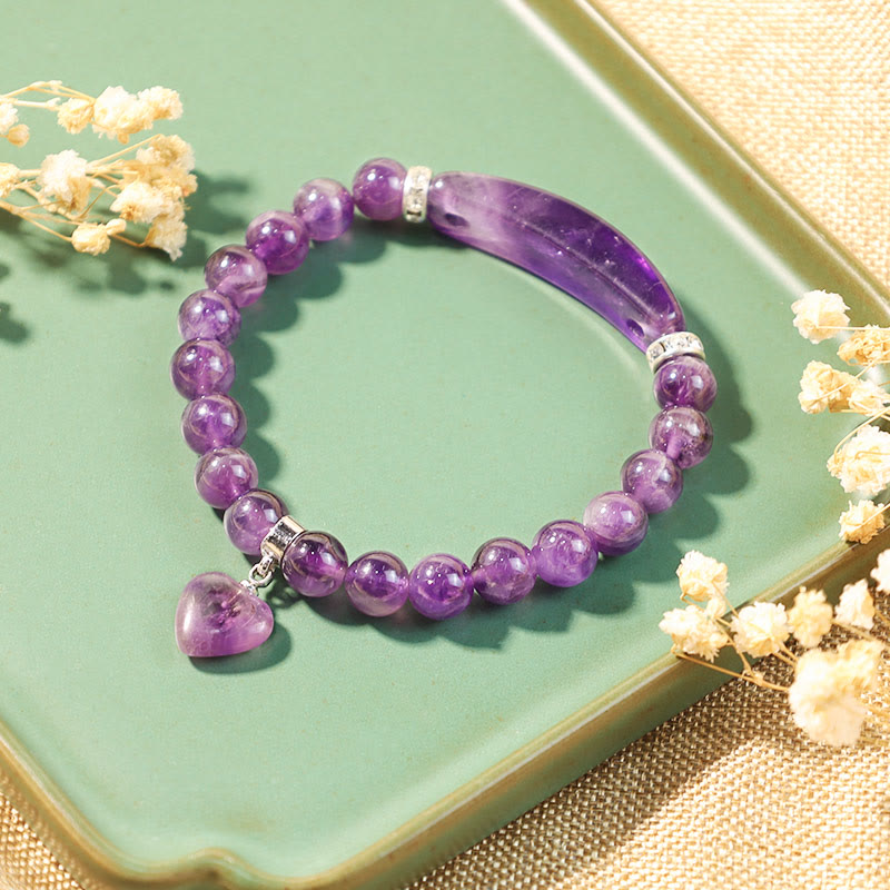Wear FengShui Natural Quartz Love Heart Healing Beads Bracelet