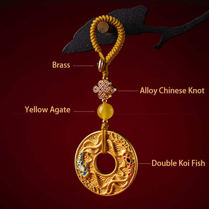 Wear FengShui Double Koi Fish Peace Buckle Wealth Luck Key Chain