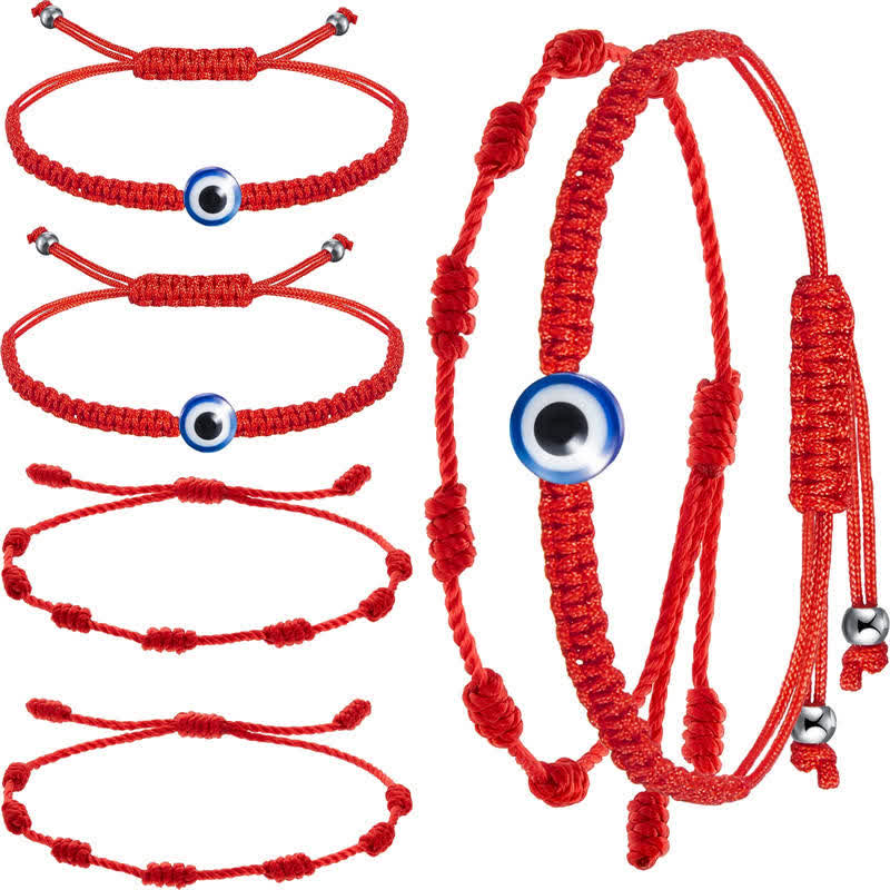 Wear FengShui 4Pcs Evil Eye Seven Knot Red String Protection Bracelet
