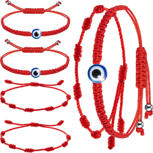Wear FengShui 4Pcs Evil Eye Seven Knot Red String Protection Bracelet