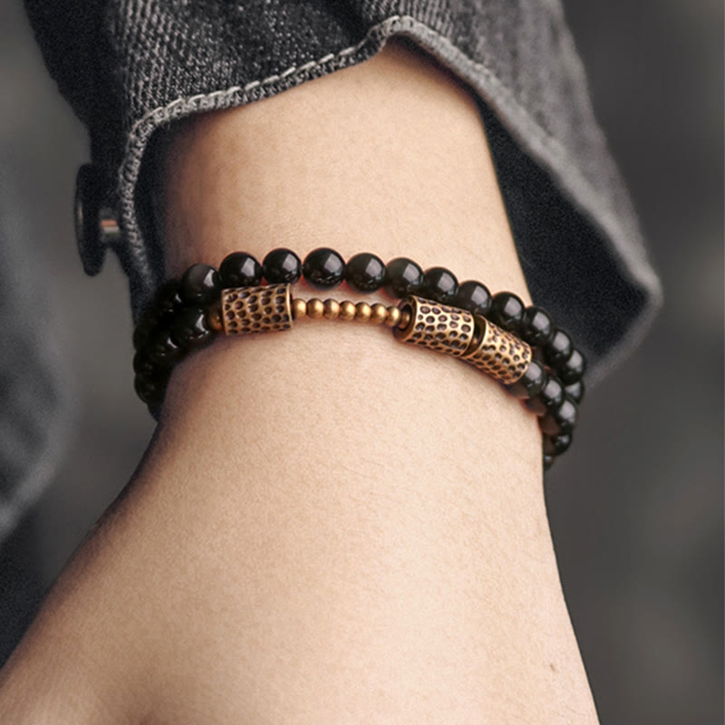 Wear FengShui Rainbow Obsidian Copper Love Double Wrap Bracelet