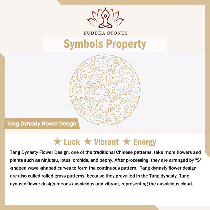Wear FengShui Tang Dynasty Flower Design Engraved Copper Luck Cuff Bracelet Bangle Adjustable Ring