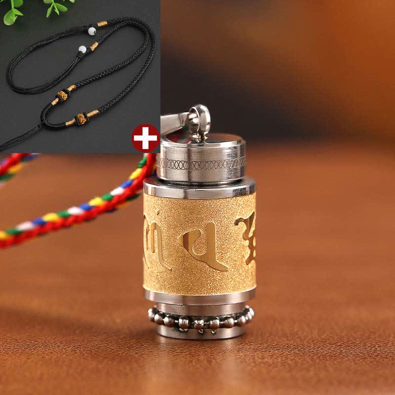 Wear FengShui Tibet Om Mani Padme Hum Shurangama Mantra Titanium Steel Wisdom Amulet Necklace Pendant