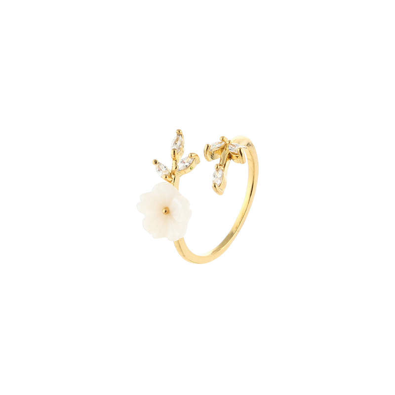 Wear FengShui Plum Blossom Leaf Pattern Copper Luck Ring