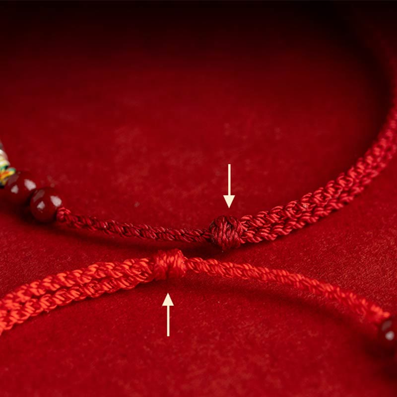 Wear FengShui 925 Sterling Silver Koi Fish Cinnabar Bead Wealth Handcrafted Braided Bracelet Anklet