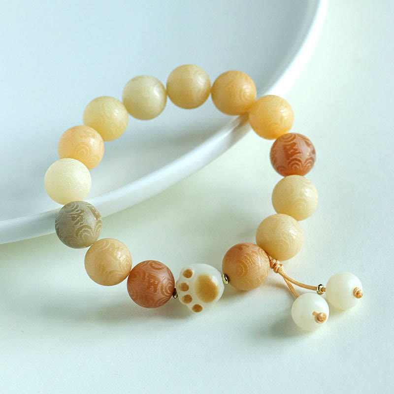 Wear FengShui Bodhi Seed Om Mani Padme Hum Carved Harmony Bracelet