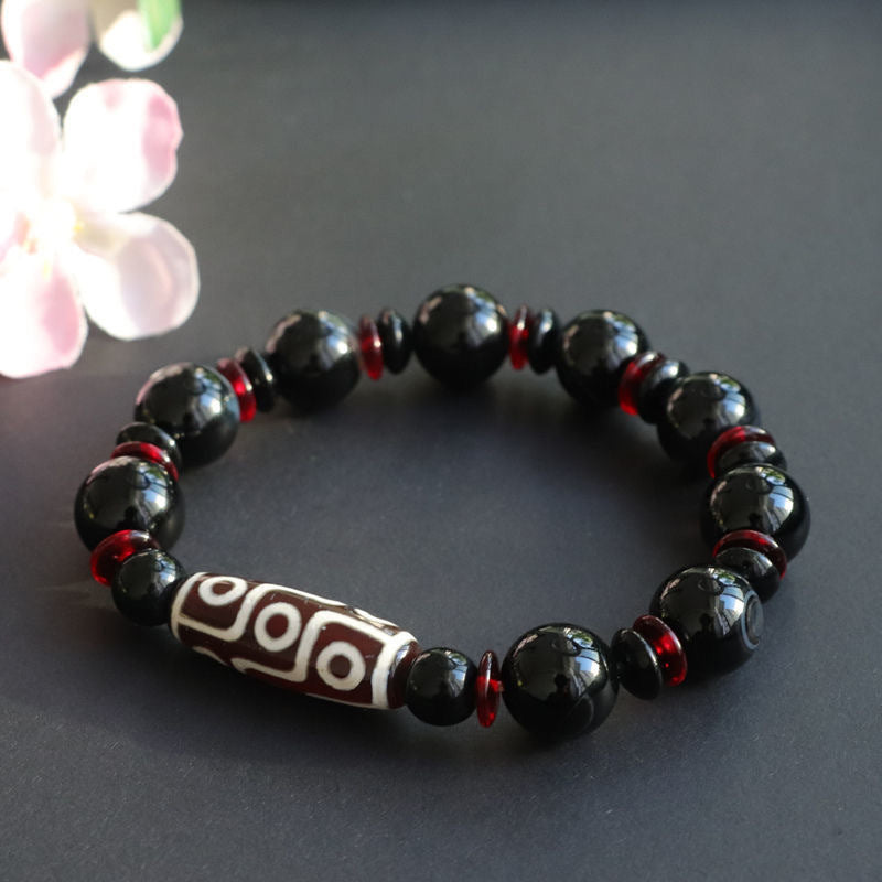 Wear FengShui Black Onyx Nine-Eye Dzi Bead Wealth Protection Bracelet