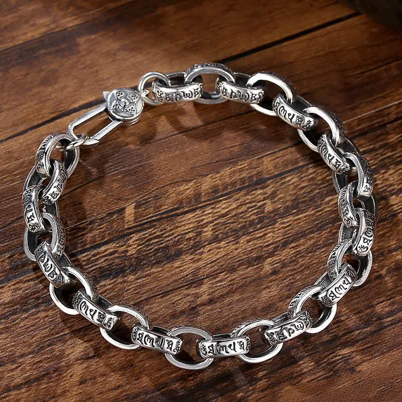Wear FengShui 925 Sterling Silver Om Mani Padme Hum Engraved Peace Bracelet Bangle