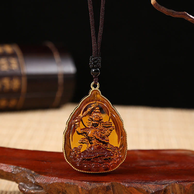 Wear FengShui Tibetan Buddha Liuli Crystal Serenity Necklace Pendant