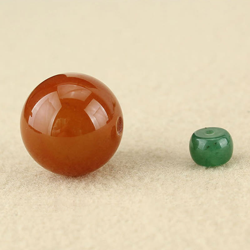Wear FengShui Red Agate Green Aventurine Green Bodhi Seed Bead Calm Leather Rope Necklace Pendant