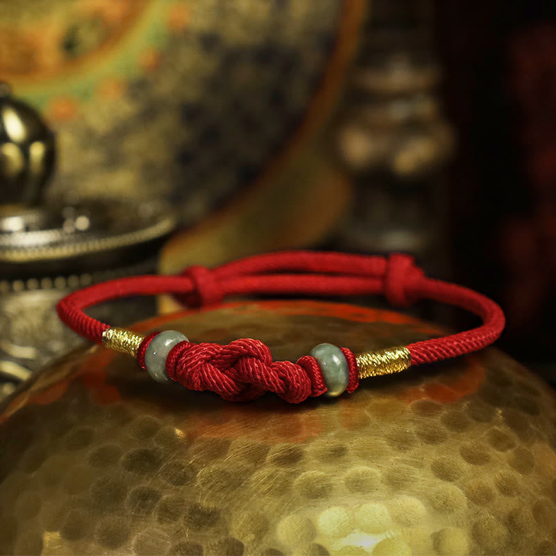 Wear FengShui Red String Jade Luck Fortune Knot Braided Couple Bracelet