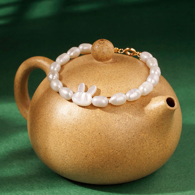 Wear FengShui Natural Pearl Cute Rabbit Sincerity Bracelet