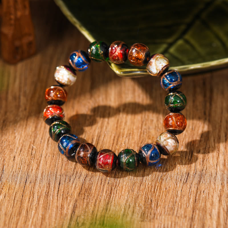 Wear FengShui Tibetan Classic Liuli Glass Bead Luck Wealth Bracelet