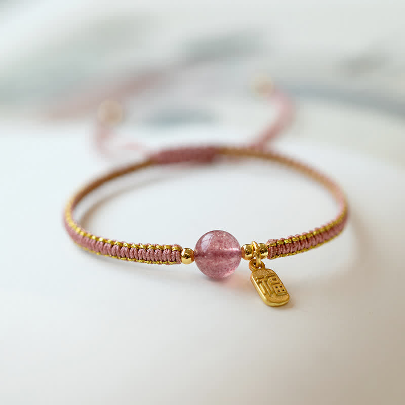 Wear FengShui Red Agate Jade Lotus Confidence Calm String Bracelet