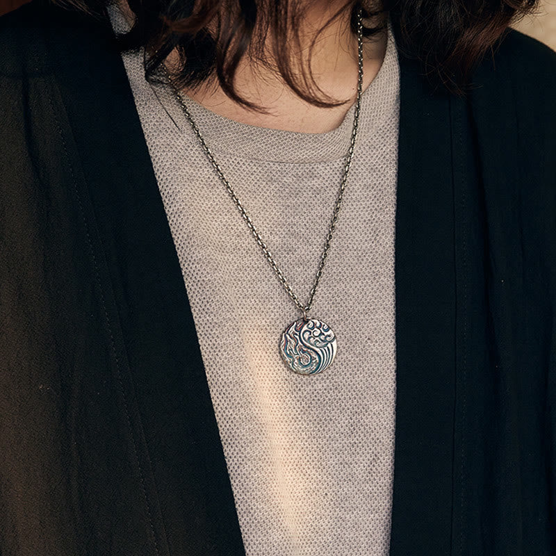 Wear FengShui 990 Sterling Silver Yin Yang Water and Fire Balance Necklace Pendant
