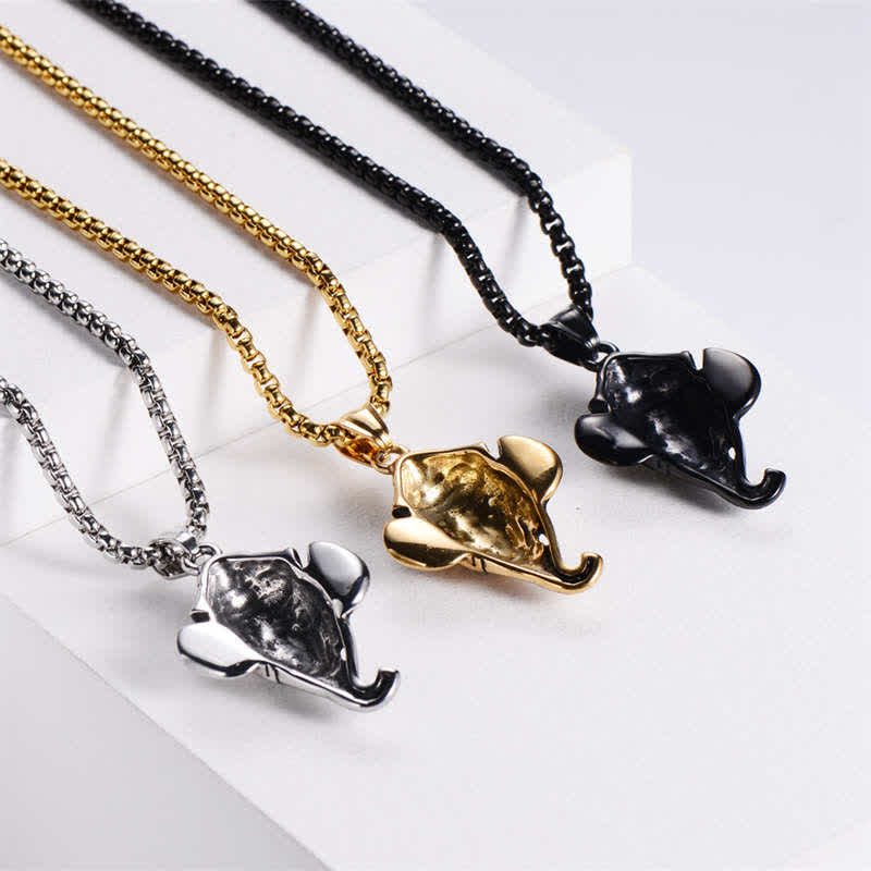 Wear FengShui Ganesh Ganpati Elephant Titanium Steel Protection Pendant Necklace