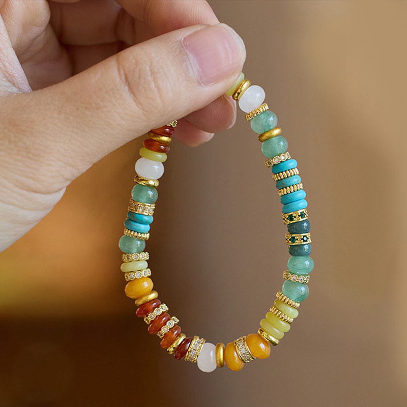 Wear FengShui Natural Red Agate Jade Rainbow Confidence Bracelet