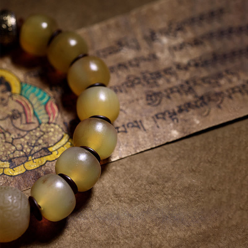 Wear FengShui Handmade Tibetan Sheep Horn Om Mani Padme Hum Auspiciousness Bracelet