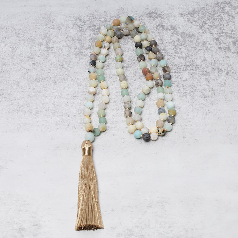 Wear FengShui 108 Amazonite Beads Tassel Mala Bracelet