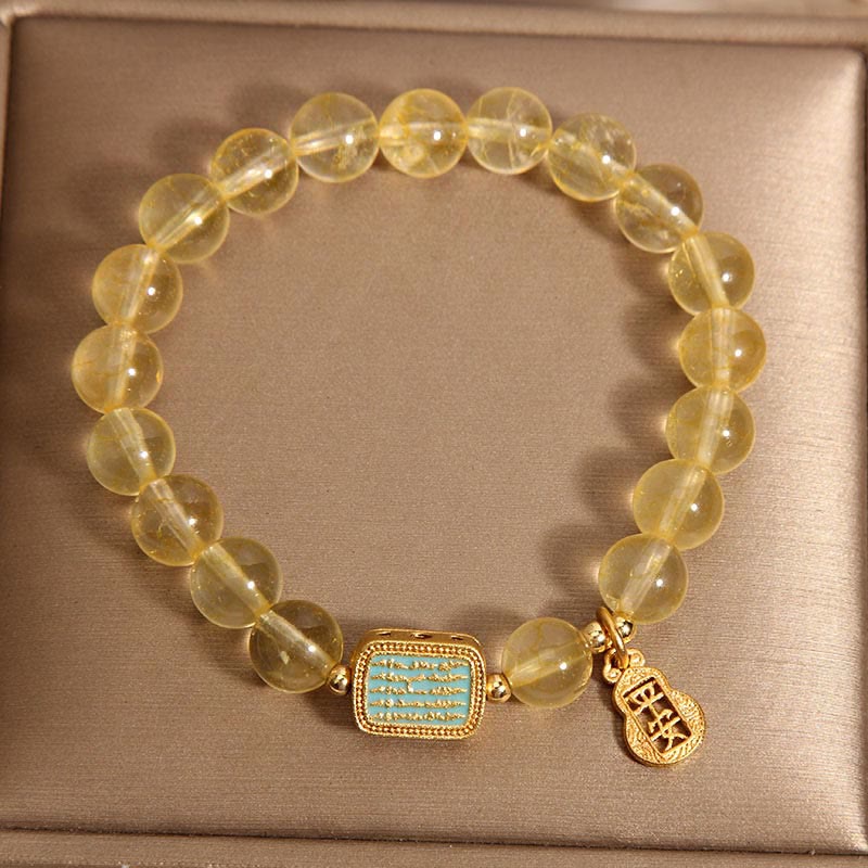 Wear FengShui Natural Citrine Five Scriptures Generosity Bracelet