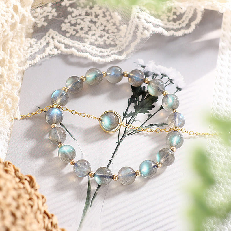 Wear FengShui 14k Gold Plated Natural Moonstone Healing Love Bracelet