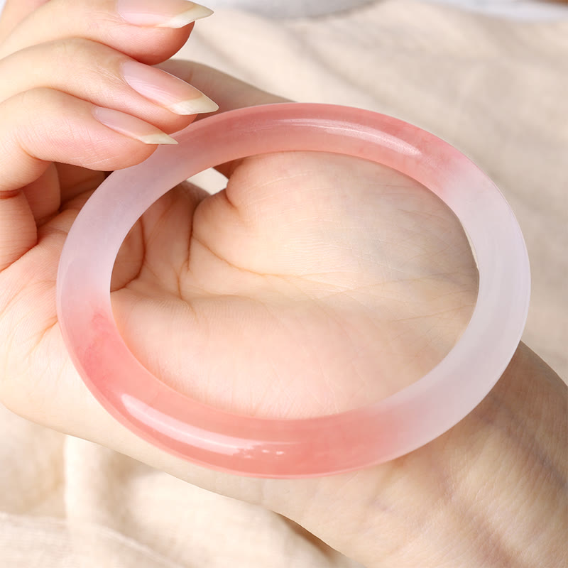 Wear FengShui Pink Golden Silk Jade Wealth Bracelet Bangle