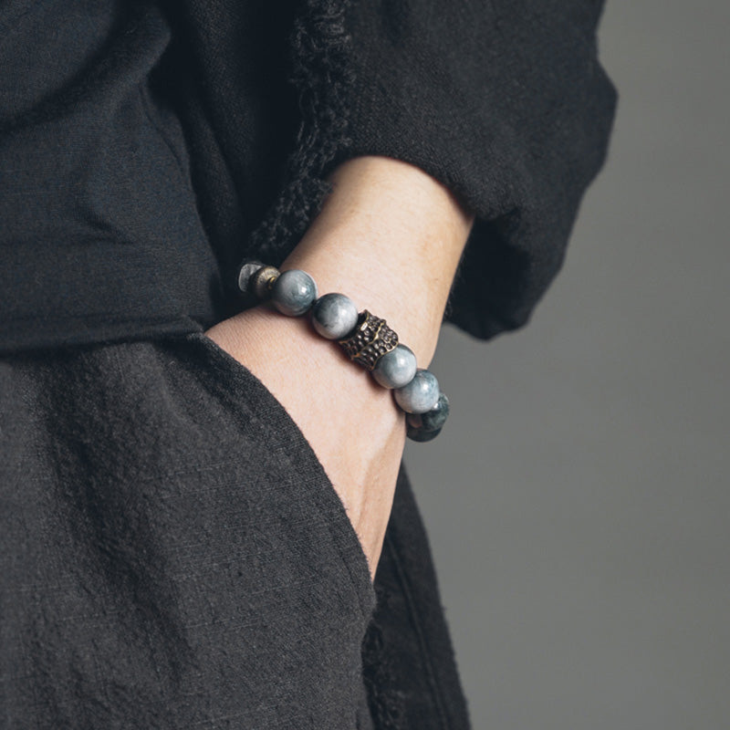 Wear FengShui Eagle's Eye Stone Ebony Wood Copper Confidence Couple Bracelet