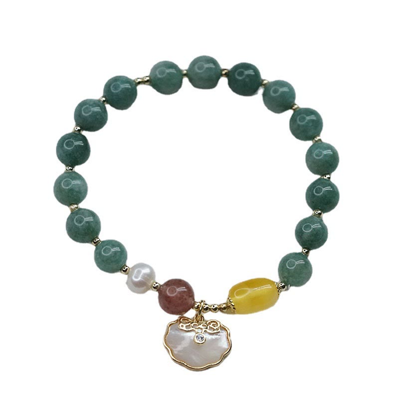 Wear FengShui Jade Sea shell Ruyi Lock Luck Bracelet