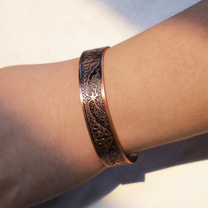 Wear FengShui Lucky Tree Of Life Balance Magnetic Adjustable Cuff Bracelet Bangle