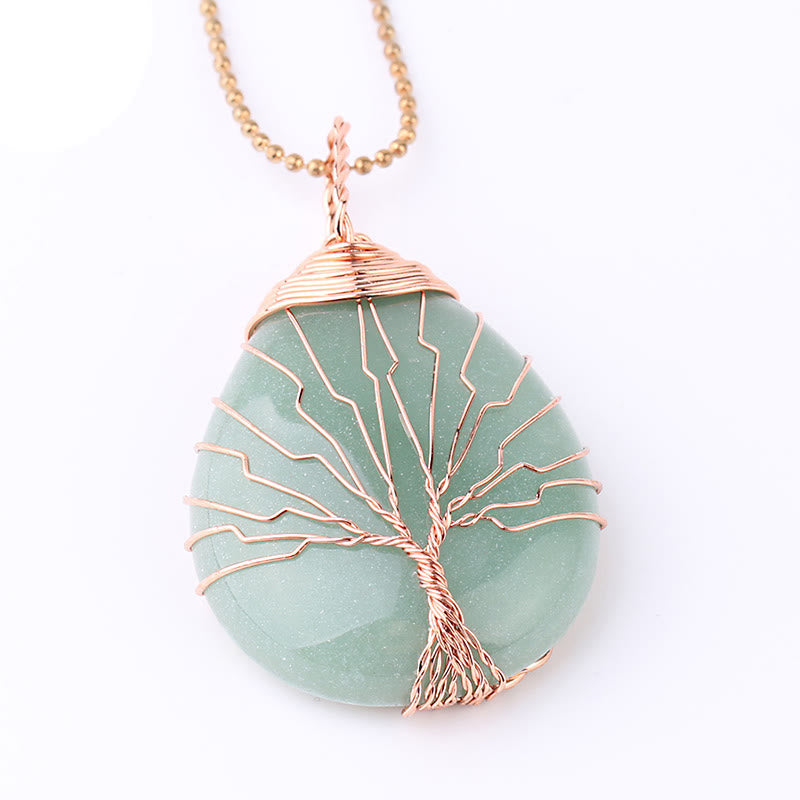 Wear FengShui Natural Quartz Crystal Tree Of Life Healing Energy Necklace Pendant
